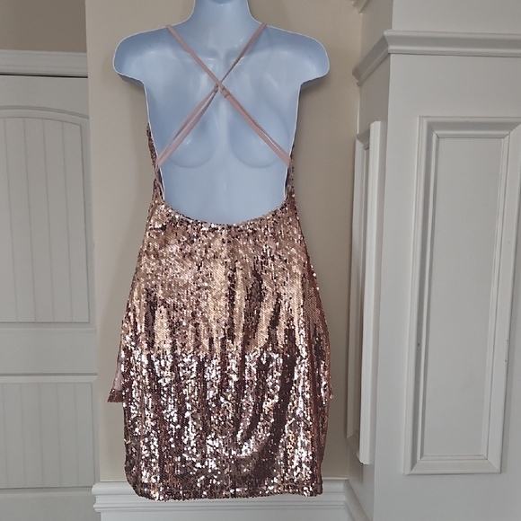 Hot Miami Styles Shimmering Gold Sequin Dress - Picture 4 of 8